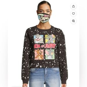 Tom‎ and Jerry Black Graphic Sweatshirt Juniors size XS black